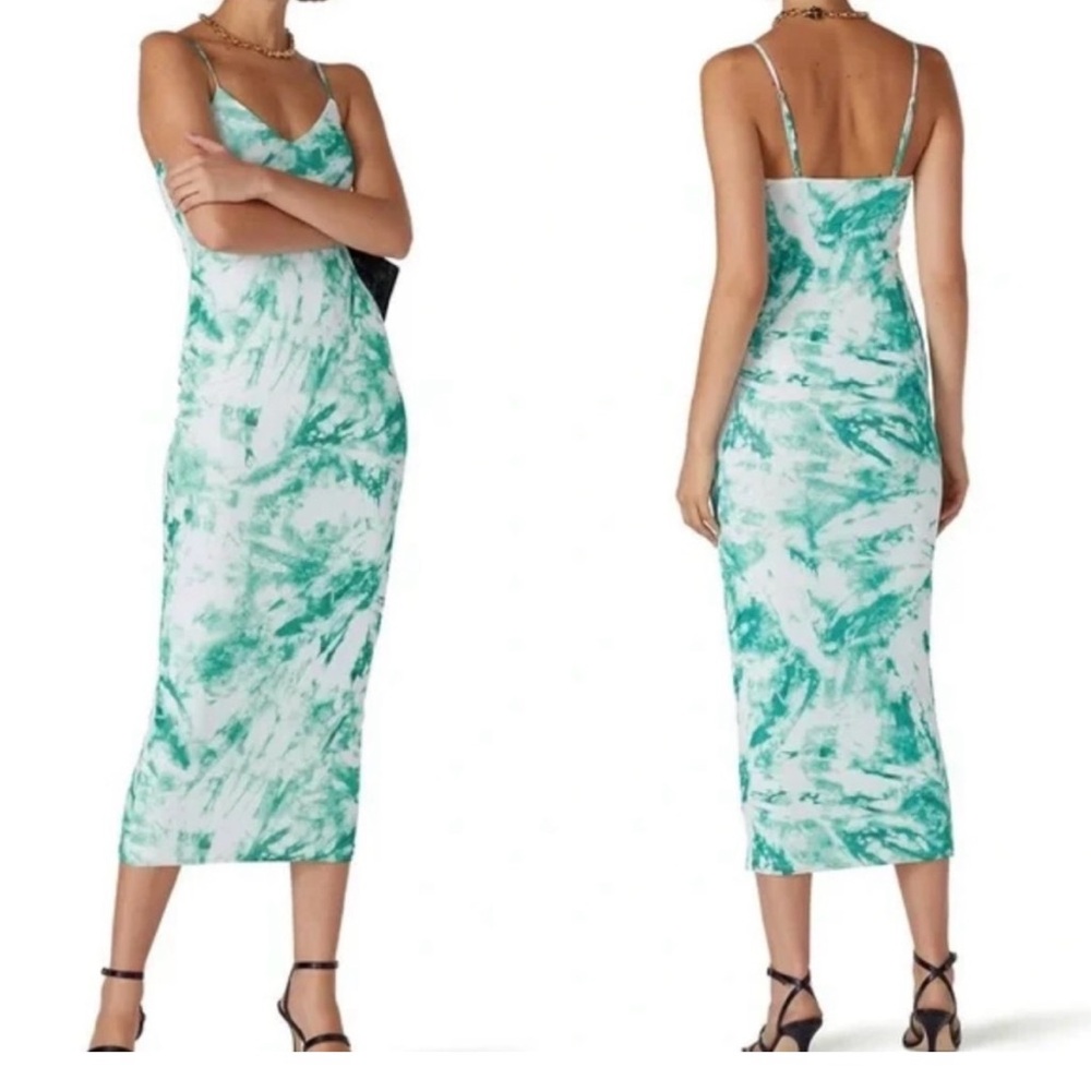 AFRM Teal Green Sheath Spaghetti Strap Dress